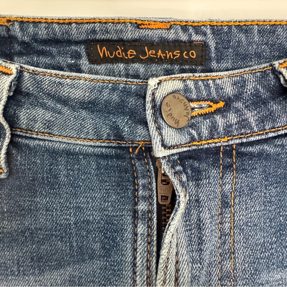 Size 28 Length 34 Nudie Jeans Women’s Faded Blue Denim Ripped Skinny Jeans - Picture 3 of 16